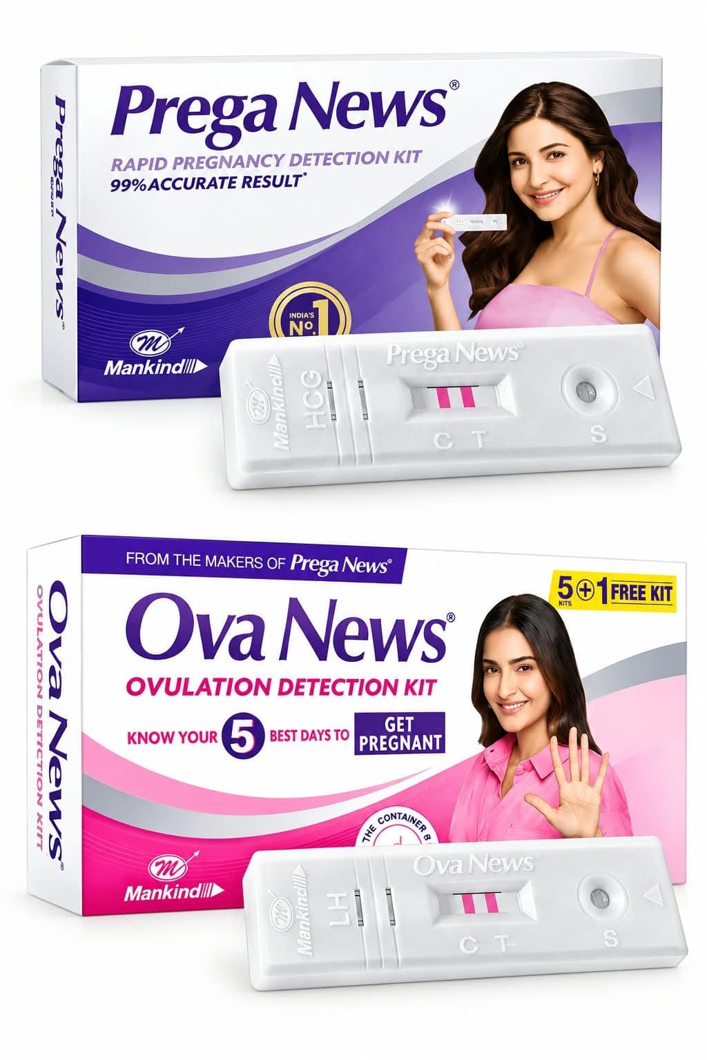Ova News Prega News & Ova News Combo | Easy to Use Test Kits | Accurately Track Ovulation & Detect Pregnancy
