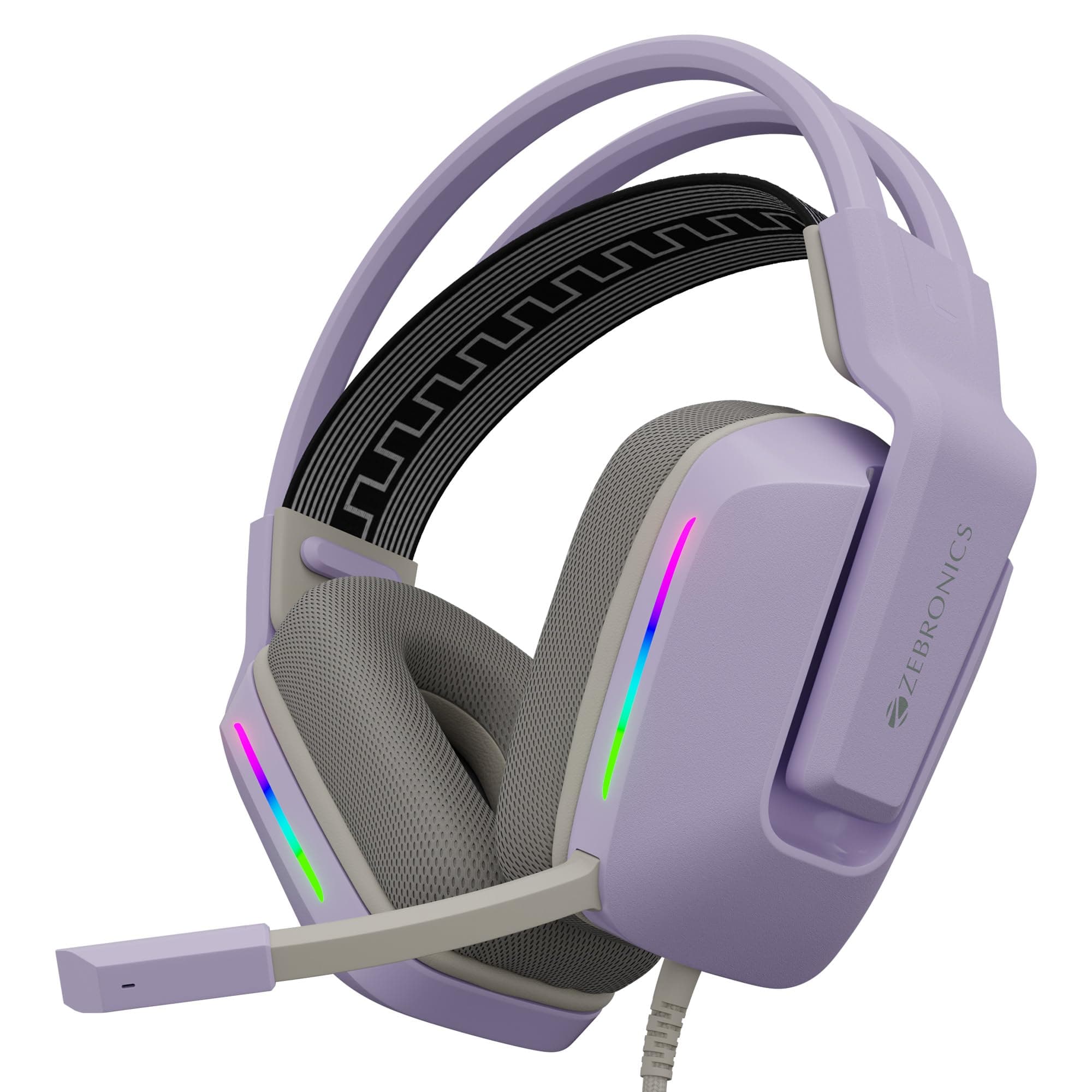 ZEBRONICS Havoc Premium Gaming Over Ear Wired Headphone with Dolby Atmos Subscription, 50mm Neodymium Drivers, Extra Soft Ear Cushion, Suspension Headband,Braided Cable (Purple)