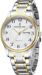 London Fog Carnaby Collection Analog Watch for Men with Round Dial, Day & Date Display, Quartz Movement, Stainless Steel Strap & Water Resistant - LFM10008