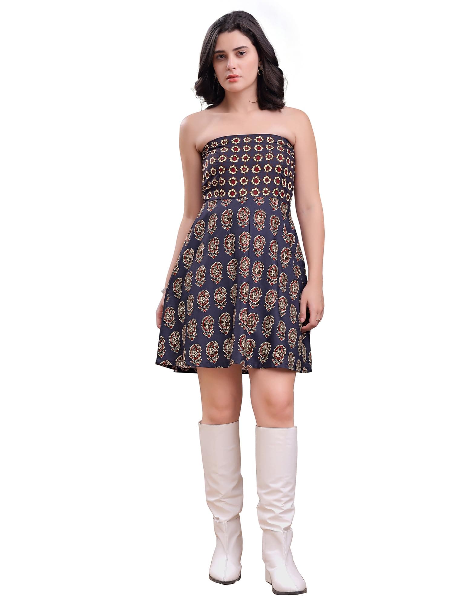 PURVAJA Women’s Off Shoulder Cotton Blend Dress