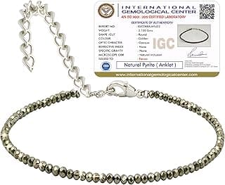 Generic Fensio Certified Raw Pyrite Anklet | Money Magnet Stone for Wealth, Protection & Positive Energy | Healing Crystal Spiritual Jewellery | Comfortable & Adjustable Fit | Best Gift Item for Women & Girls