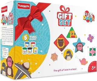 Fundough Funskool Gift Set, Play Set for Kid, 5 Colorful Dough Tubs of 50g Each (250g Total), Learning, Fun & Engaging Activity, Multicolour, Gift Set for Kids, Age 3+ Years