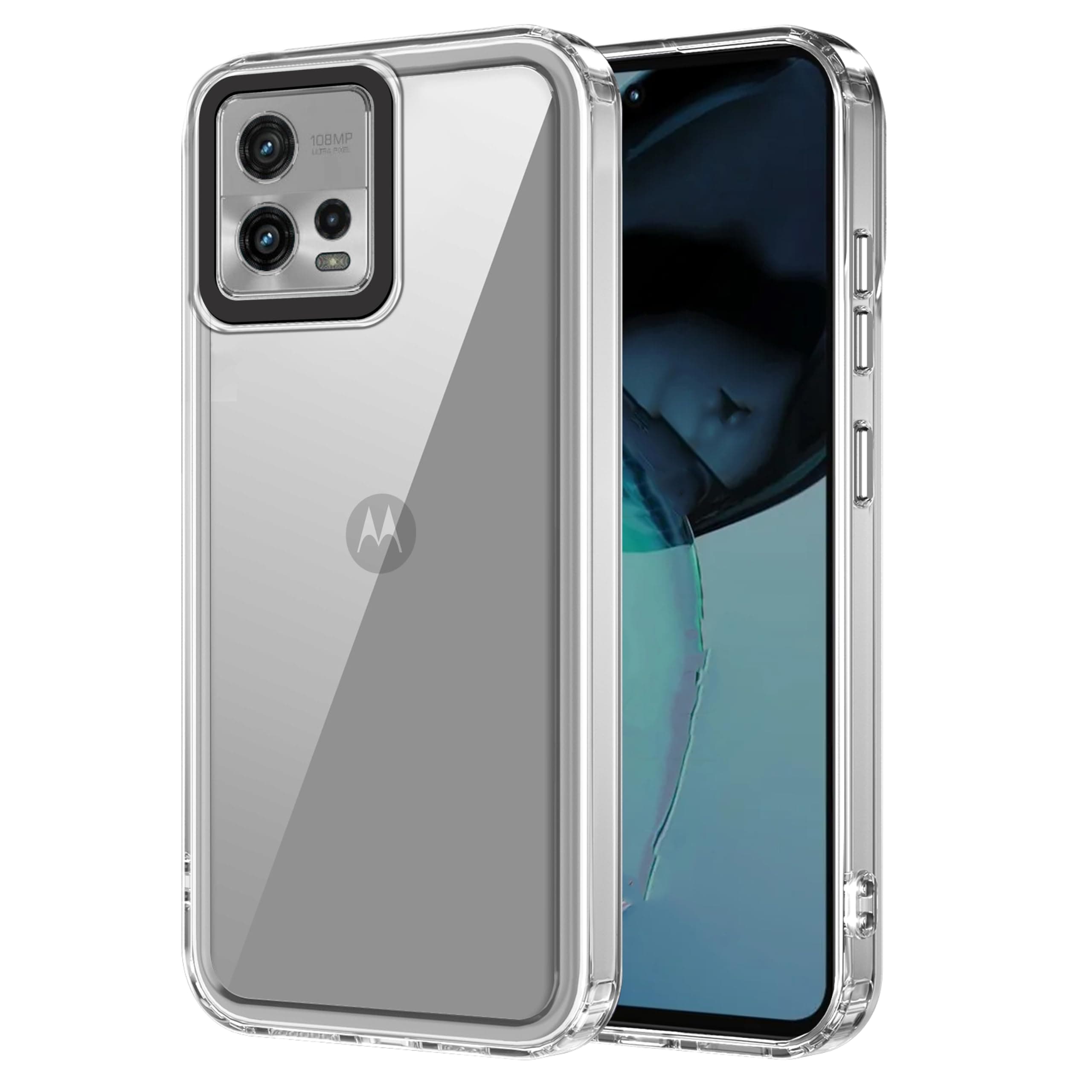 amazon basics Back Case Cover for Motorola Moto G72 (TPU + PC_Transparent)