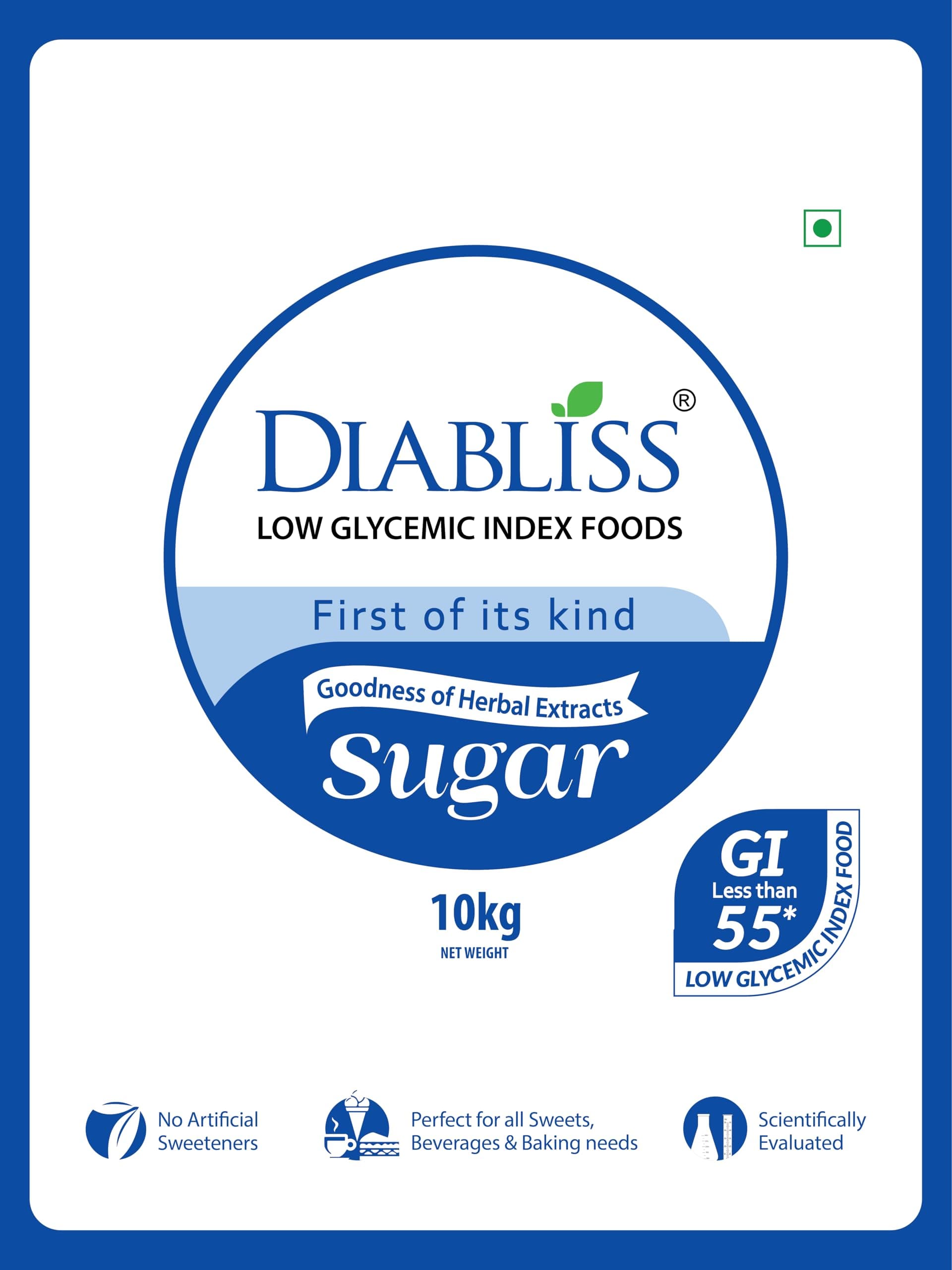 Diabliss Low GI Herbal Sugar – Trusted Worldwide | 17-Herb Fortified for a Naturally Sweet Taste | No Artificial Sweeteners | Healthy Choice for Everyone in the Family | No Aftertaste | 10kg Bulk Pack