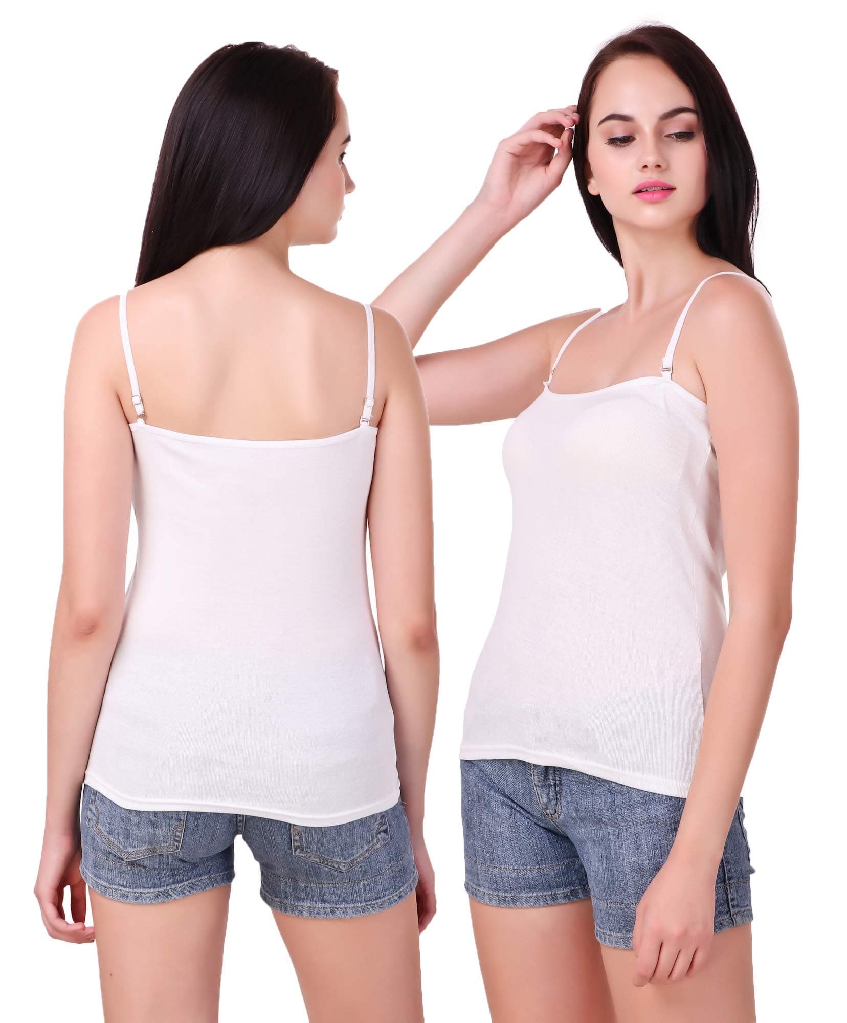 17Hills® Adjustable Camisoles Women Basic Undershirt Spaghetti Strap Tank Top UV Protective Shine Fabric (Pack of 2)