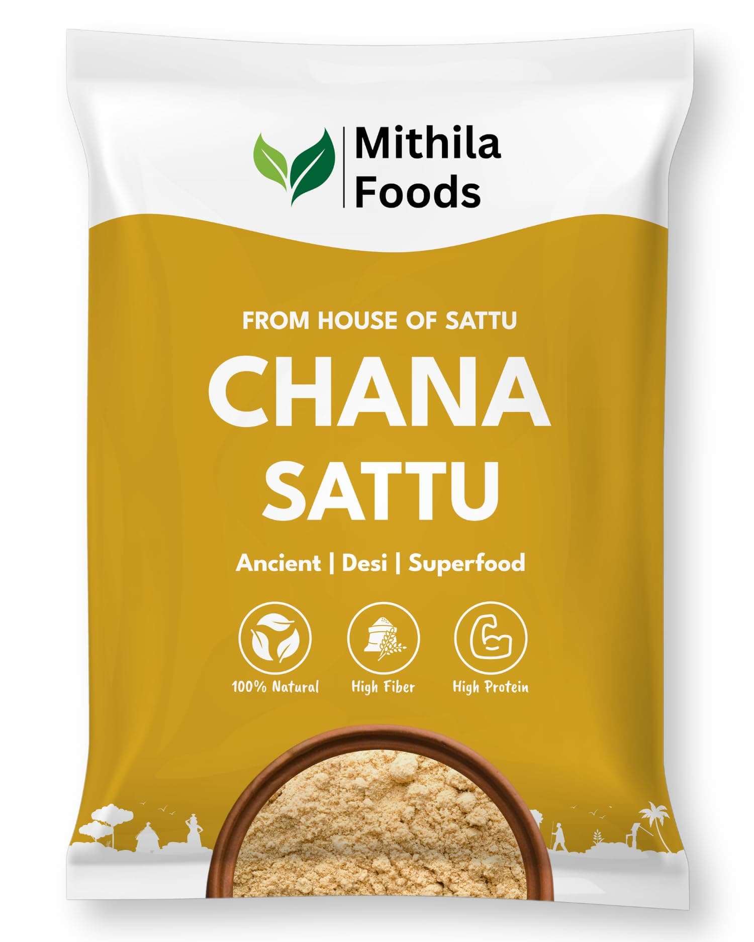MITHILA FOODS 2 Kg Authentic Bihari Chana Sattu | High Protein, Fiber, Superfood | 100% Fresh Natural Roasted Gram Channa Flour | Hydrating, Instant Energy Booster | Traditional Flavor From Bihar