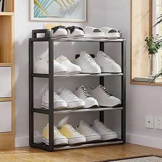 1ABOVE 4-Tier Shoe Storage Rack | Space-Saving Free-Standing Shoe Organizer | Durable Metal Frame with Open Shelves | Ideal for Entryway, Closet, Bedroom (Portable-Black, 4 Tier)