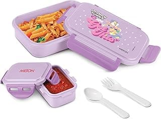 MILTON Candy Tiffin (Looney Tunes) Lunch Box for Kids Boys & Girls with Leak-Proof Inner Container| Food Grade,BPA Free,Compact & Durable Snacks Box for Kids I Plastic Spoon & Fork, 520 ml, Purple