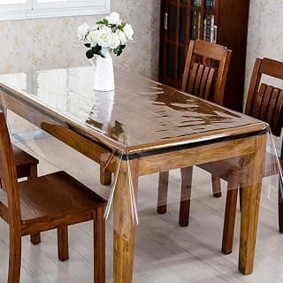 Kuber Industries Table Cloth for 6 Seater Dining Table|Dining Table Cover 6 Seater|Table Sheet For dining, Party, Events|Waterproof Table Protector|Indoor And Outdoor Use (Transparent)