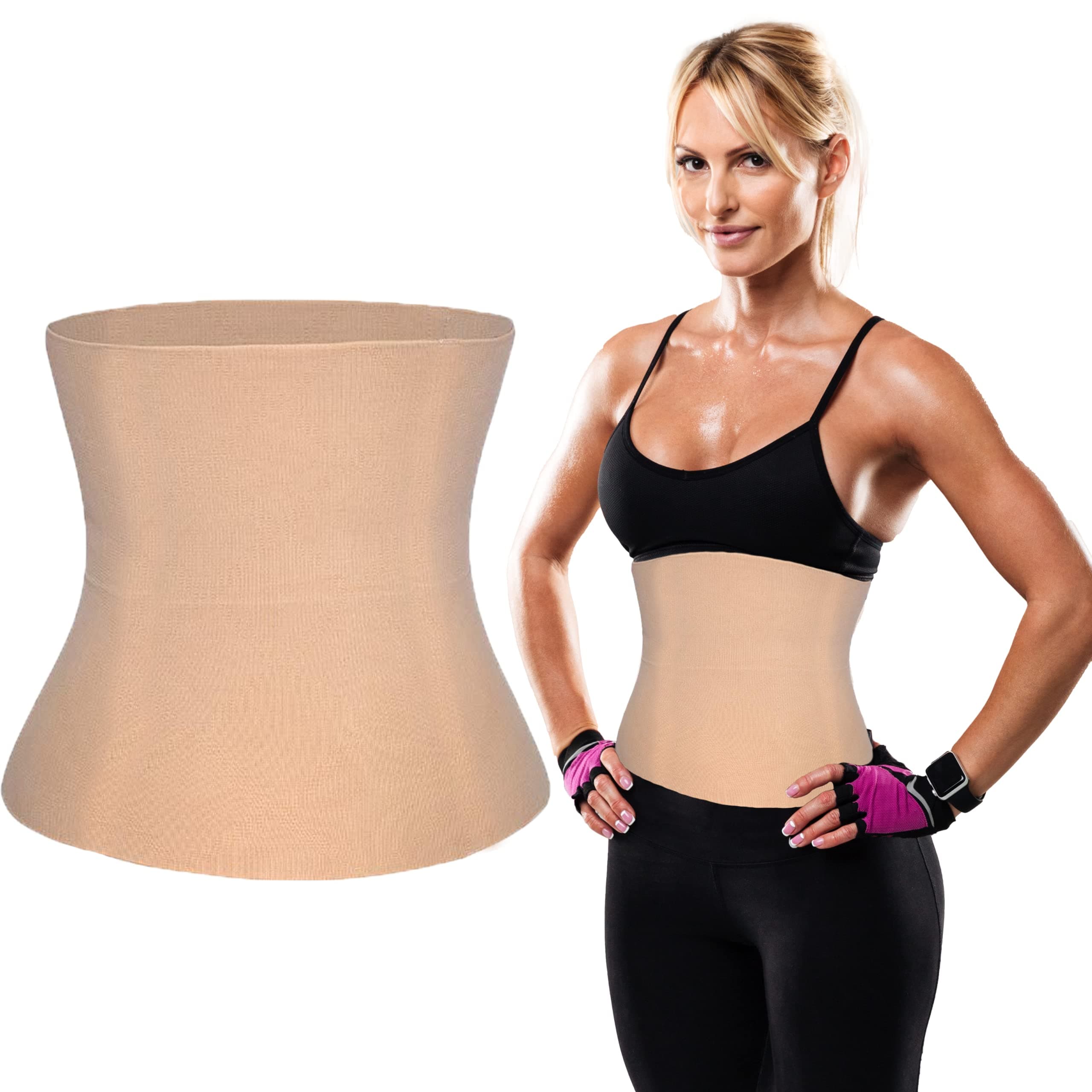 Boldfit Skin Tummy Shaper for Women Nude Colour Body Shaper for Women and Men Tummy Tucker Supports in Body Waist and Hips in Workout Training- Exercise Neoprene Being (Large - Extra Large) (33"-36")