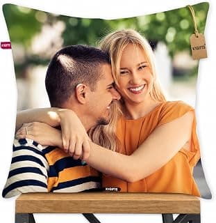 Personalized Photo Pillow/Cushion - Cushion Cover With Fiber Filler, White, Set Of 1, Satin, 12X12 Inches