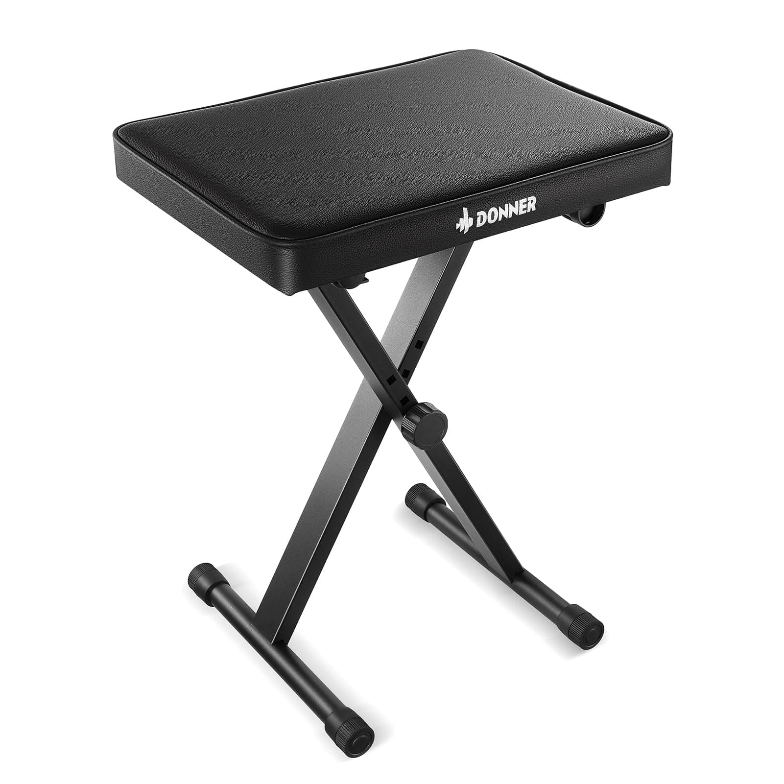 Donner Adjustable Piano Keyboard Bench, X-Style Bench Stool Chair Seat High-Density Sponges Non-Skid Design, Black