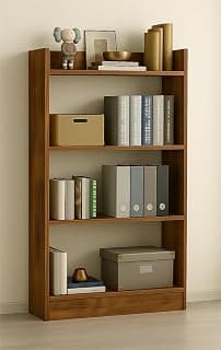 Enigmatic Woodworks Wooden Large Open Bookshelf Multipurpose for Home Rack Showcase Organizer for Living Room I Study Room I 4-Tier I Finish-Suede DIY (Walnut) 61x24 x 91 cm