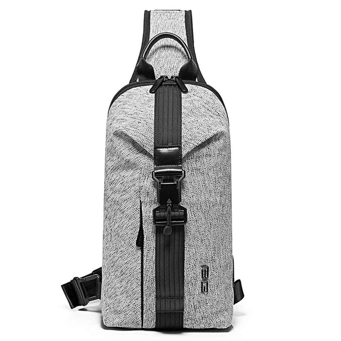 THE CLOWNFISH Unisex-Adult Anti Theft Water Resistant Utility Crossbody Sling Bag With Usb Charging (Grey)