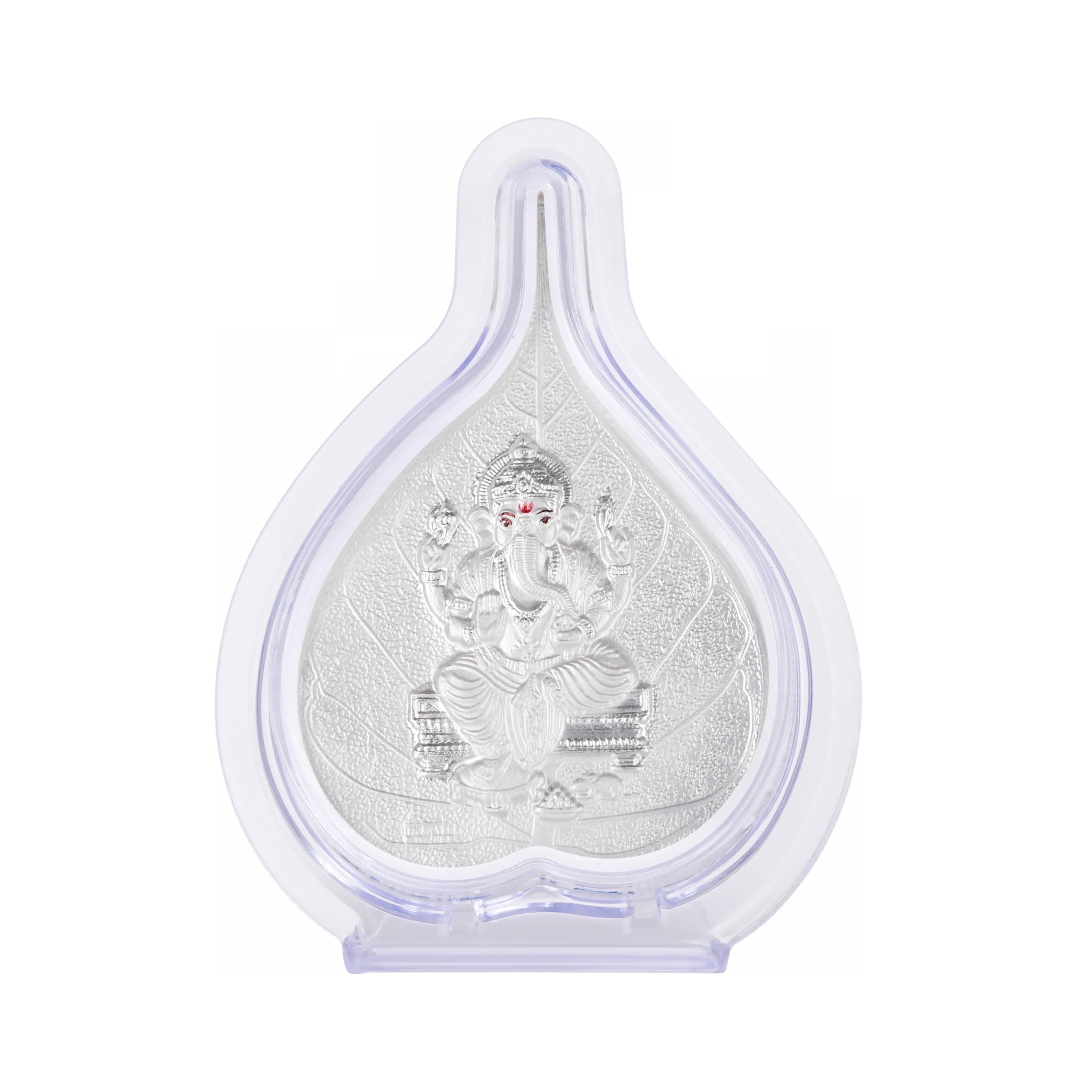 BHAGWATIJEWELS 999 Pure Silver Ganesha Pan Stand | Ganesh Idol with PoojaPan for Home Temple, Office & Hall Decor | Luxury Spiritual & Corporate SilverGift | Tabletop 4.25" x 3" inch