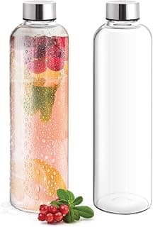 Treo by Milton Clarion Borosilicate Glass Water Bottle Set of 2, 1000 ml Each, Transparent | Shakes | Smoothies | Milk | Juice | Cocktail | Fusion Water | Chaas