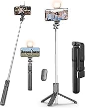 Kratos 28 Inch Selfie Stick Tripod Stand with Light, 3-in-1 Multifunctional Design, Rechargeable LED Light with Two Brightness Levels with Bluetooth Remote for Makeup, Selfie & Photoshoot