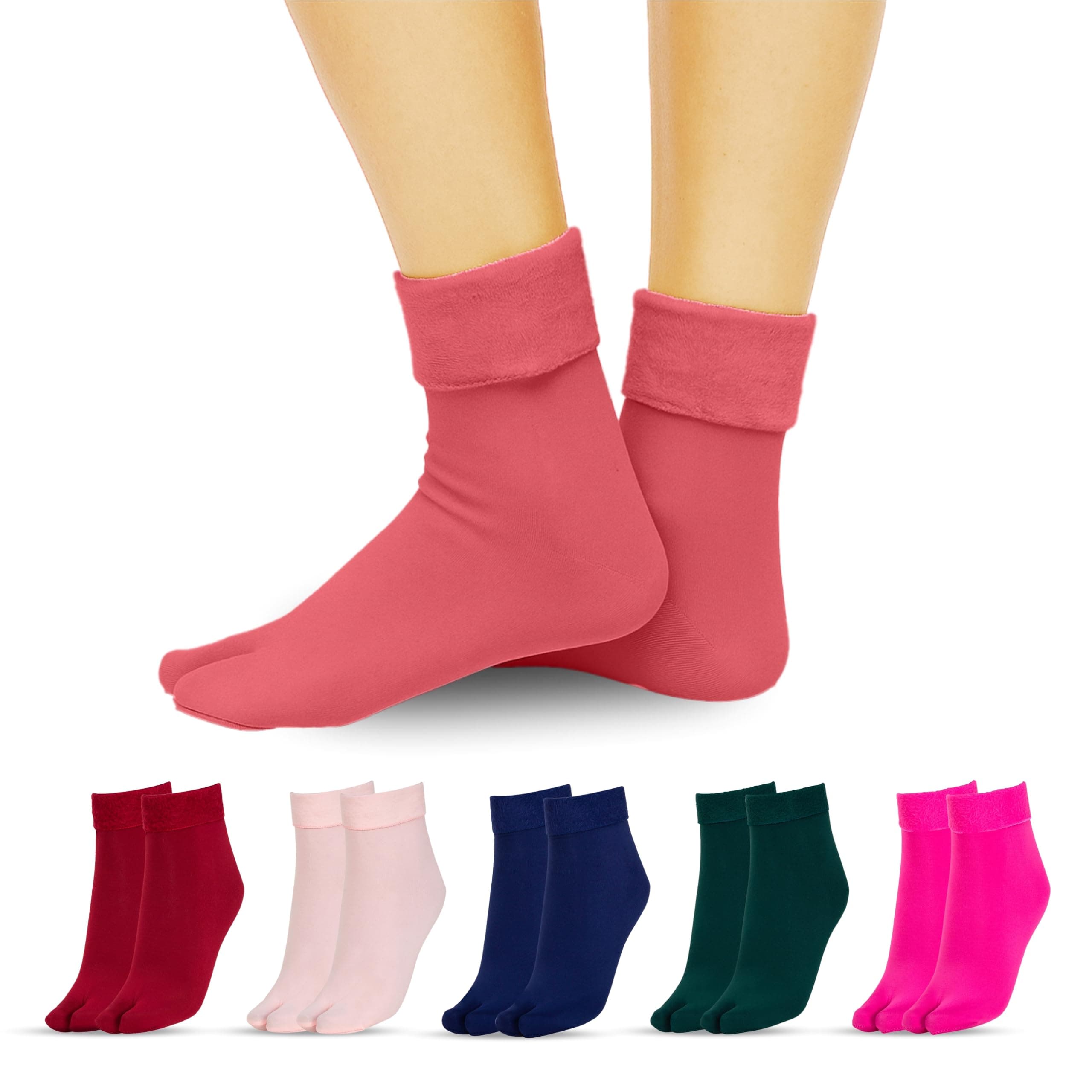 CRAE Women's Thermal Ankle-Length Wool Socks with fleece soft Fur Inside | Heavy-Duty Winter Warm Anklets for Women/Girls. Pack of 6.