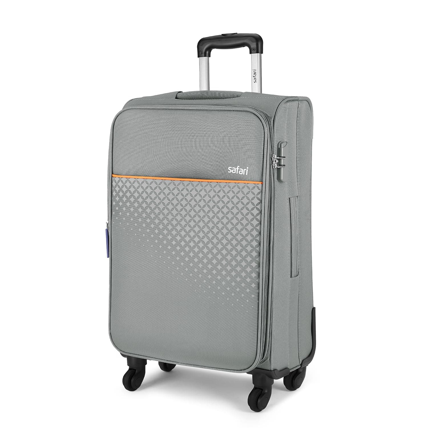 Safari Prisma Neo 77Cm Large Checkin Trolley Bag Polyester Expandable Soft Luggage, 4 Wheels 360 Degree Wheeling, Travel Bag, Suitcase for Travel, Trolley Bags for Travel Large Size, Grey