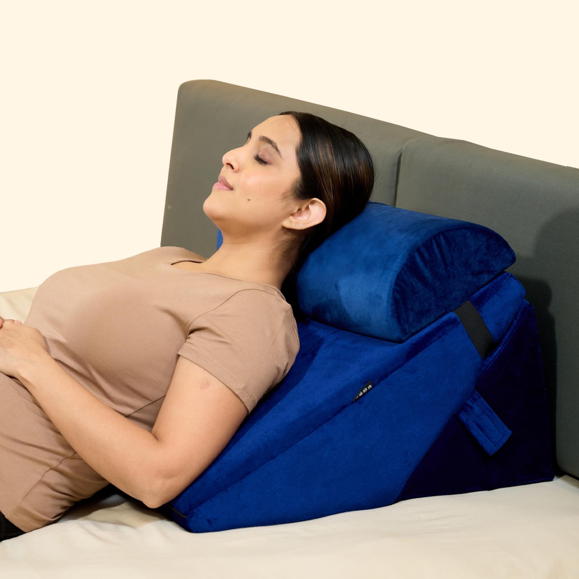 CareFoam Adjustable Wedge Pillow for Sleeping, Acid Reflux & Back Support | 12-in-1 Foldable Memory Foam Bed Cushion with Removable Cover | Ideal for Leg Elevation | 20 x 20 x 12 Inch | Blue Velvet