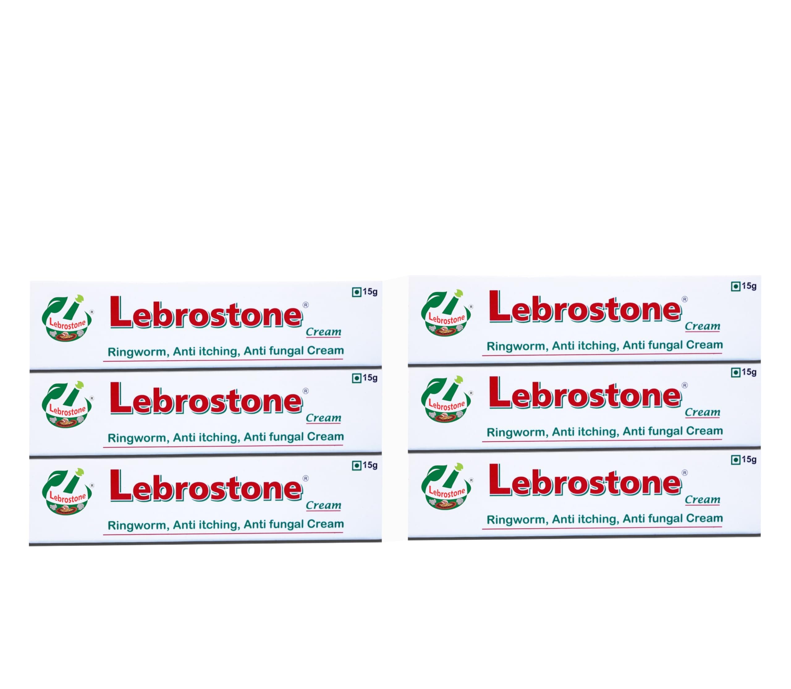 Lebrostone Cream Ayurvedic Treatment for Ringworm, Anti Itching, & Anti Fungal Infections (25 (Gram) Pack of 6, 150, gram)