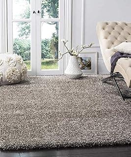 Naze Modern Polyester Anti Slip Shaggy Fluffy Rectangular Rug and Carpet for Living Room, Bedroom 5X8 Feet Grey