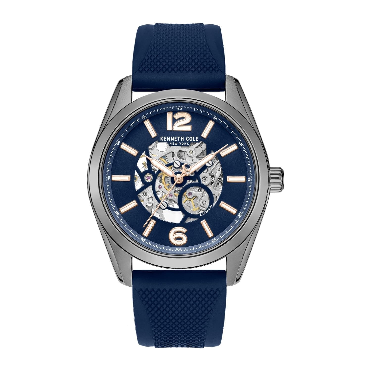 Kenneth Cole Automatic Blue Round Dial Men's Watch | Silicon Strap Material | Watches for Men Analog - KCWGZ0104001MNW