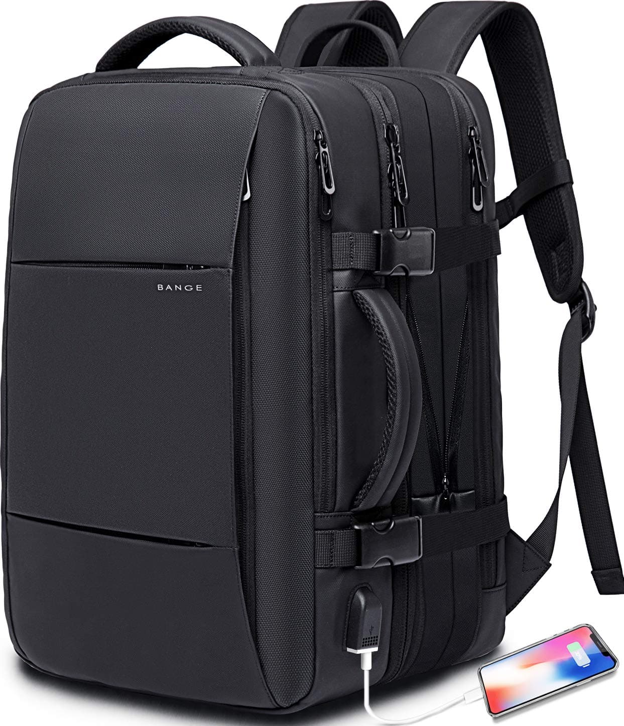 BANGE Travel Backpack,Flight Approved Carry On Backpacks,Water Resistant Durable 17-inch Laptop,Large Business Weekender Luggage Backpack for Men women