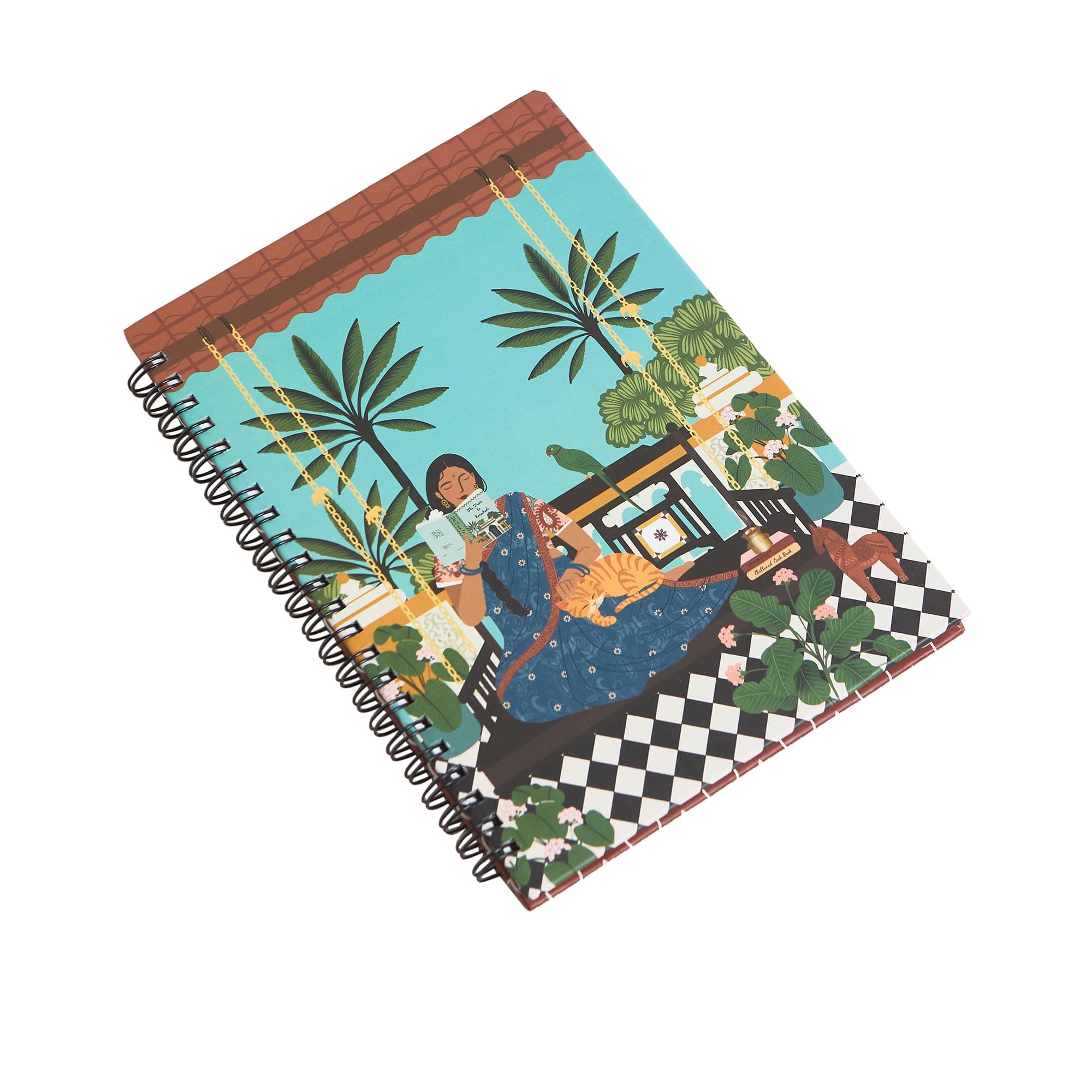 Chumbak Chettinad Spiral Notebook | Wire Binding Office Spiral Notebook for Personal and Office Use | Size - 21 cm x 15 cm | Coral | 160 Pages | Attractive Cover Designs | Notebooks for College Students