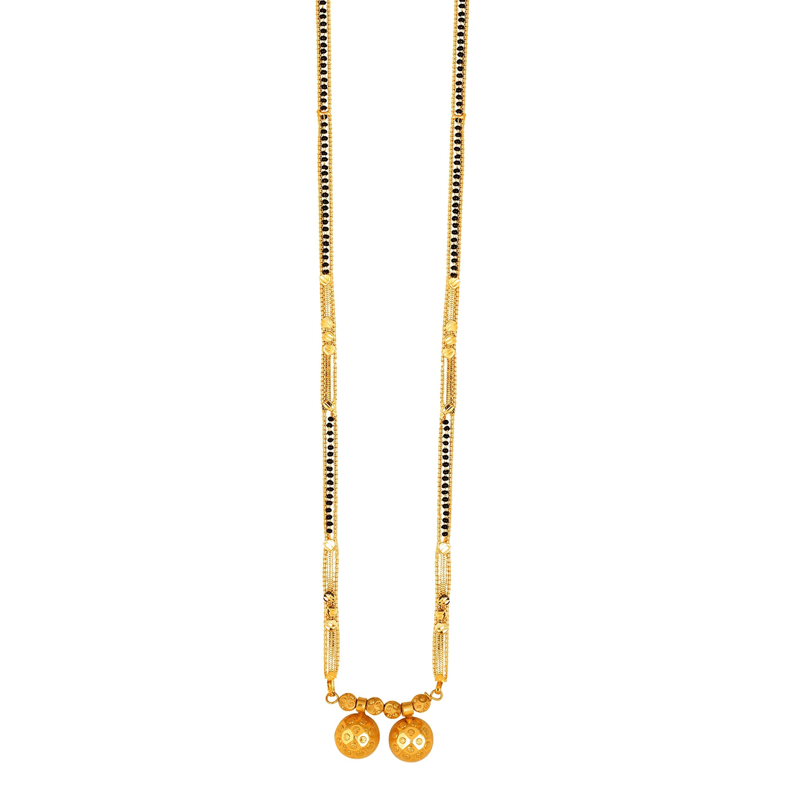 MEENAZ 2 Vati Wati Mangalsutra For Women Girls Temple South Indian Traditional 1 Gram Gold Stylish Maharashtrian Long Double Chain Double Mangal sutra Pendant Tanmaniya Black Nallapusalu Chains -684