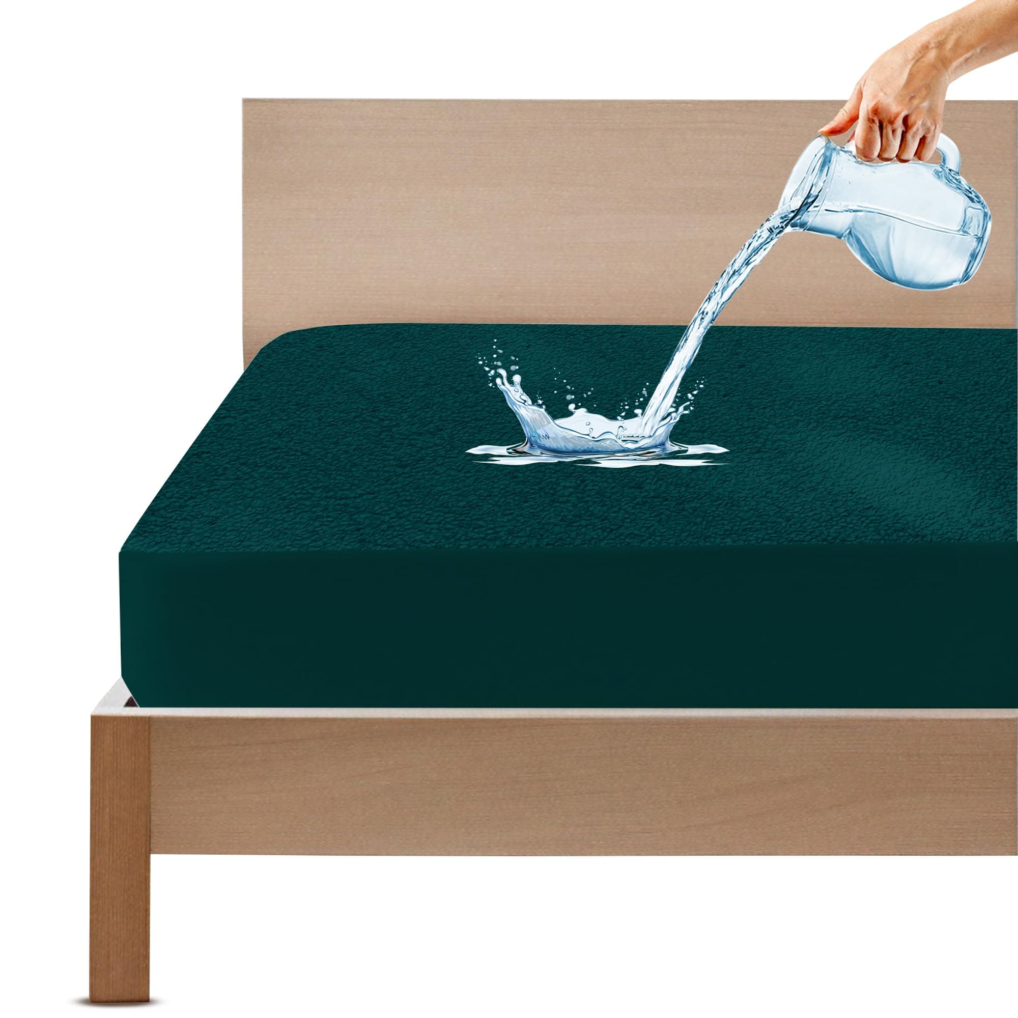 GADDA CO Cotton Feel Terry Ultra Soft Waterproof Mattress Protector for Queen Size | Breathable & Hypoallergenic Bed Protector | Queen Size Bed Cover - 72x60 inch (6x5 ft), Peacock