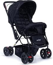 LuvLap Starshine Baby Stroller/Pram for 0 to 3 Years, New Born/Toddler/Kid, Lightweight, Adjustable backrest, 360° Swivel Wheel, Large Storage Basket, Reversible Handlebar (Black)