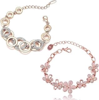 Shining Diva Fashion Latest Stylish Gold Plated Combo of 2 Bracelet for Women and Girls (Rose Gold) (cmb285_8306b_9556b)
