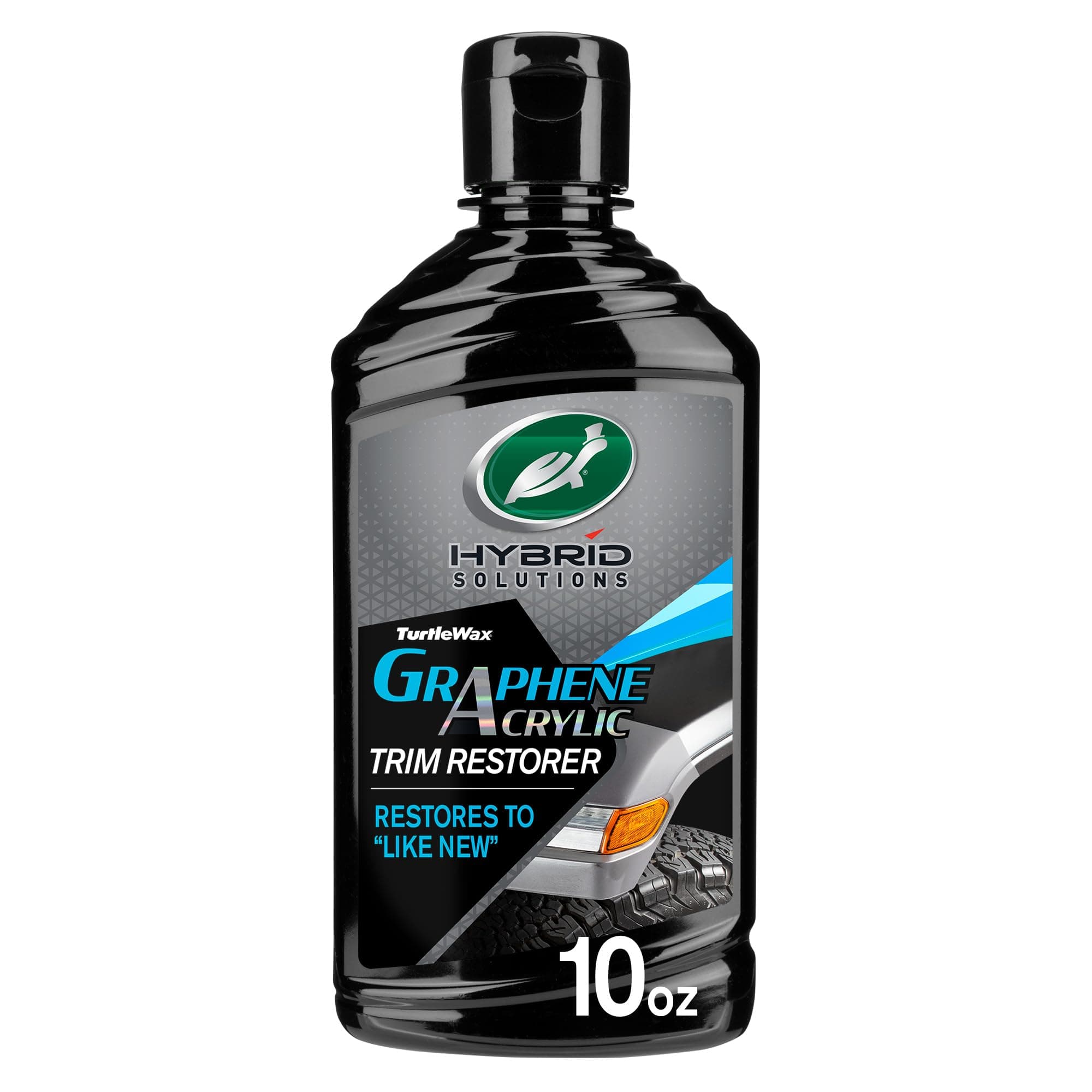Turtle Wax Hybrid Solutions Graphene Acrylic Black Trim Restorer, 296 ml | Plastic Restoring Agent for Exterior Trims | UV Protection | Revitalizes Faded Plastics to Like-New Condition | Long-Lasting,