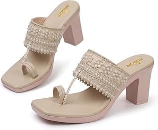 AROOM Women's One Toe Block Heels Stability | Comfortable & Stylish Sandals for Women & Girls | Women Wedge Heels Thong Sandals| Comfort Orthopaedic Sandals | Doctor Heels Slippers | Arch Support & Stylish Block Heel Cushion | Lightweight Anti-Skid Sole | Ultra-Cushioned Shock Absorbing Footbed | Open Toe & Toe Separator Style | Peep-Toe | Mary Jane Women Daily Use Formal Wedges | Ladies Casual Wear Footwear | Kohlapuri Chappal Heels | Bridal, Wedding Sandals | Slip-on | Pump and Mule Sandals