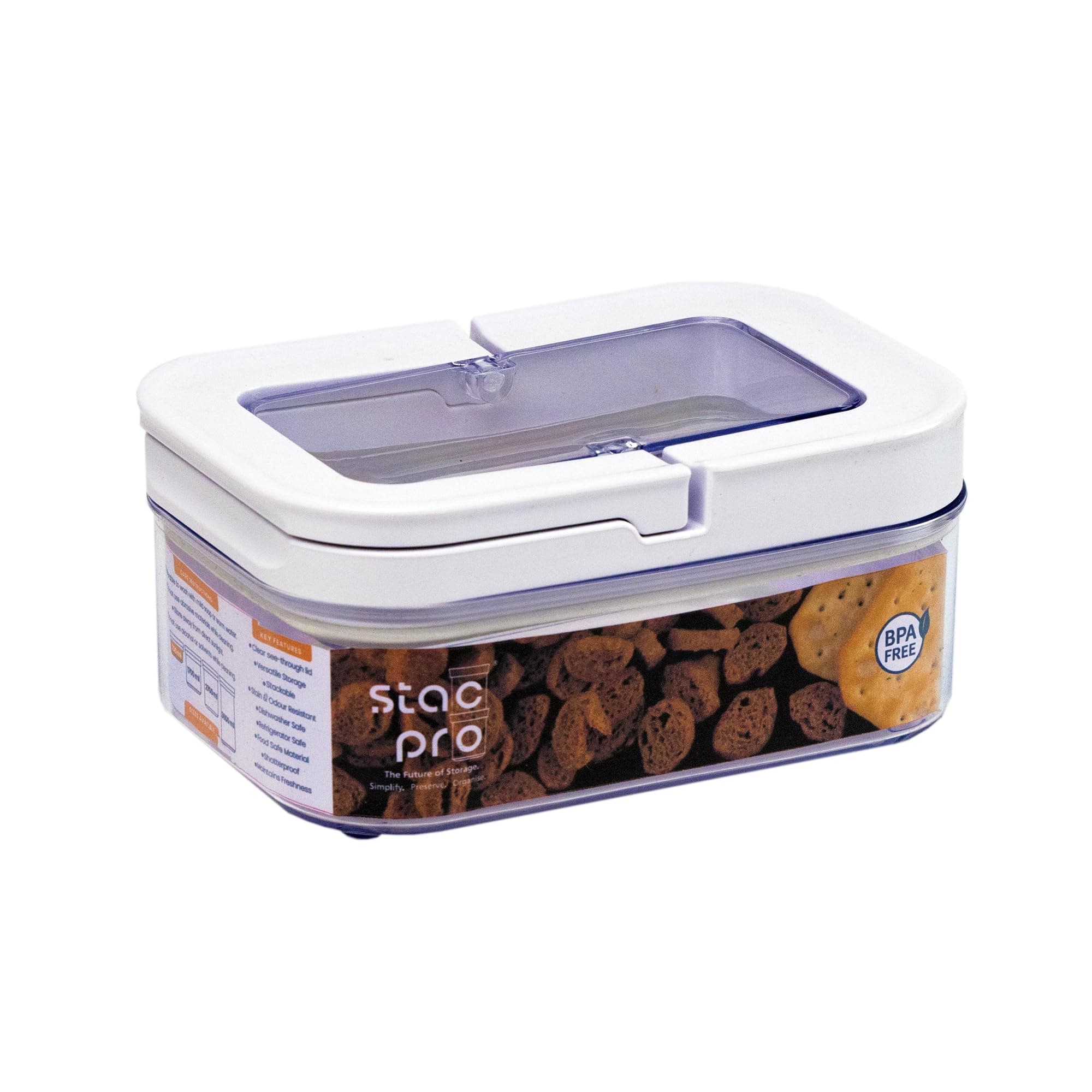 StacPro Acrylic FlipLock Airtight Food Storage Container Pack of 1, 700 ML|Clear & Transparent Lid, BPA-Free, Leakproof, Stackable Kitchen Canister for Dry Goods, Cereal, Snacks & Pantry Organization