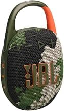 JBL Clip 5, Wireless Ultra Portable Bluetooth Speaker, Pro Sound, 12hrs of Playtime, Integrated Carabiner, Vibrant Colors with Rugged Fabric Design, Dust & Waterproof, Type C (Without Mic, Squad) | IP67 Waterproof and Dustproof, Up to 12h Playtime and More with Playtime Boost