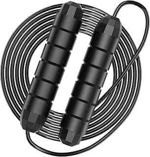 Firschoie Skipping Rope, 3M Adjustable Length, Non-Slip Soft Foam Grip for Fitness Resistance Weight Loss Aerobic Exercise, Suitable for Kids and Adults(Black)