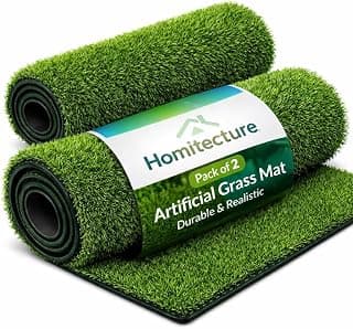 25 MM High Density Artificial Grass Bathmat Carpet Mat for Balcony Multipurpose Entryway Floor Doormat for Lawn Garden Terrace & Office (37 X 57 Cm, Green Pack of 2)