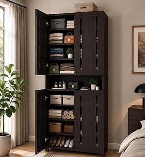 Tower 4-Door Wooden Wardrobe for Bedroom | Tall Almirah for Storage & Organization | Engineered Wood Clothes Cupboard - Wenge Finish