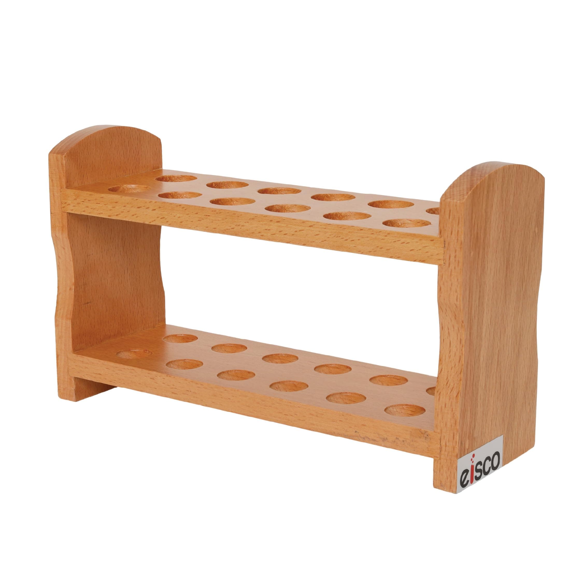 EISCO Wooden Test Tube Rack | Durable Polished Wood Lab Stand | Holds Multiple Tubes | Chemical Resistant | Ideal for Science Labs, Chemistry, Biology, School & Home Experiments (Pack of 1)