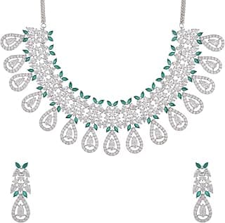 VOYLLA Starlight Amara Collar Necklace Set For Women|CZ Women Short Necklace Sets|Gift For Women |Women's Gift|Valentine Gift|