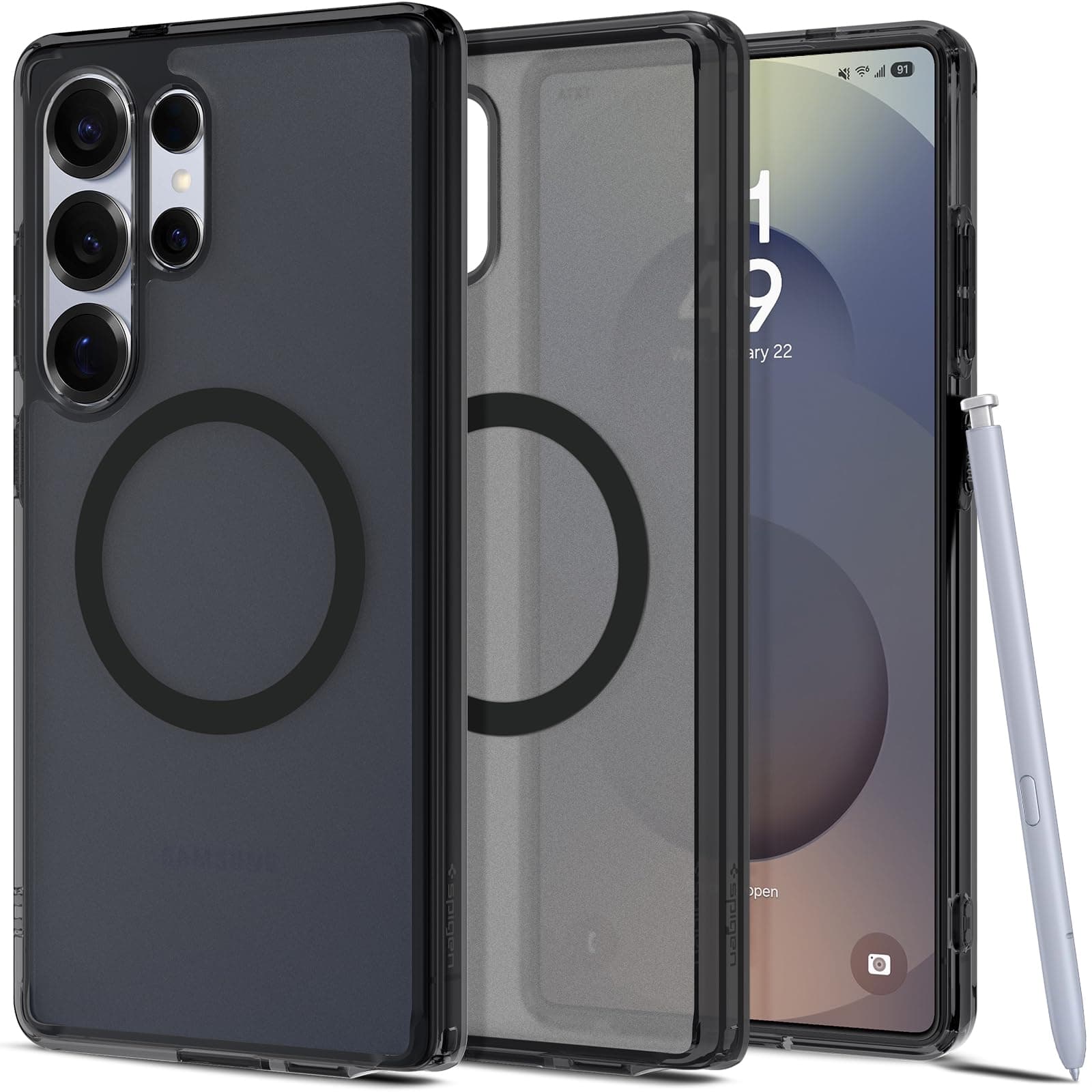 Spigen Ultra Hybrid MagFit | Samsung Galaxy S25 Ultra Case [WPC Qi2 Certified] [MagSafe] [Semi Transparent] Galaxy S25 Ultra Back Cover | TPU+PC - Frost Black