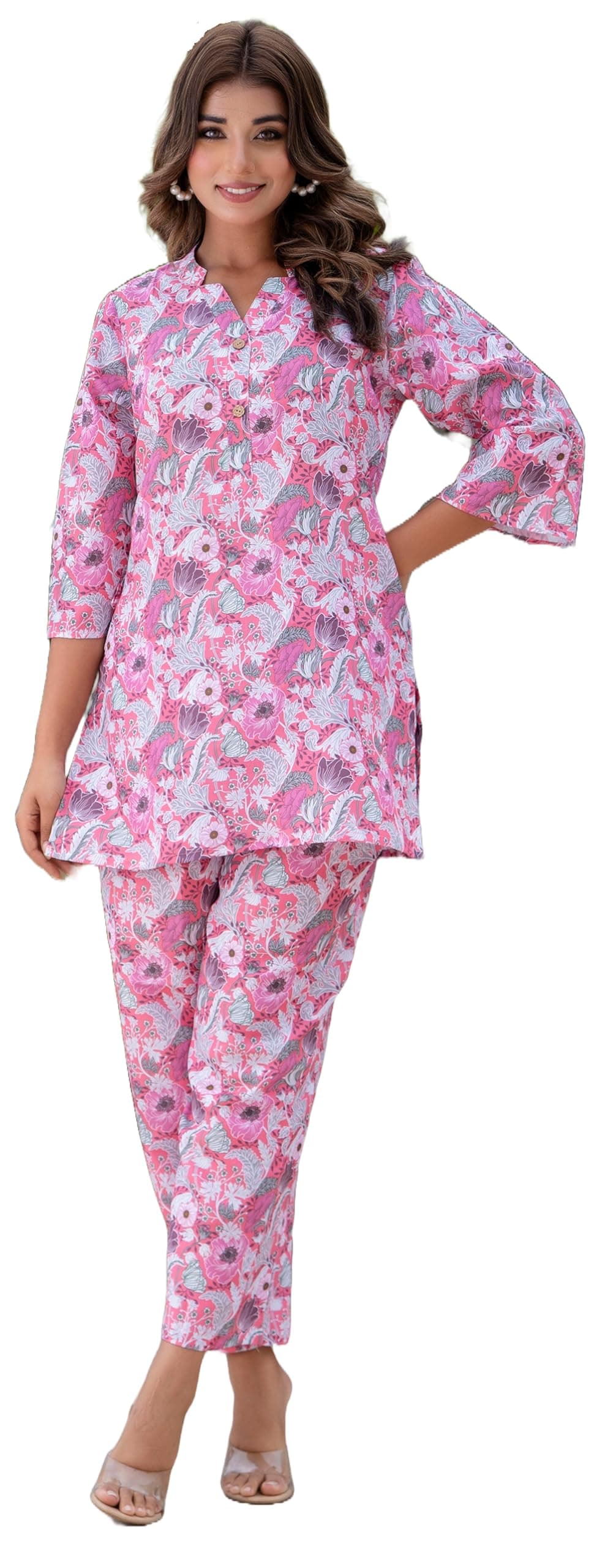 Yashika Women Trendy Printed Cotton Blend Straight Kurta and Palazzo Set