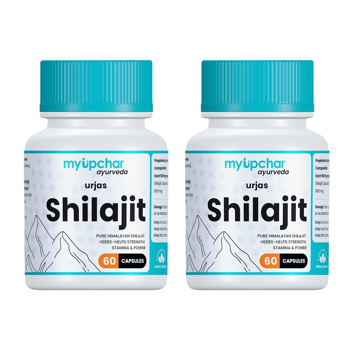 myUpchar Ayurveda Urjas Pure Shilajit Capsules - 100% Natural & Organic - Boosts Muscle Strength & Stamina - Supports Cognitive Function (Pack of 2)