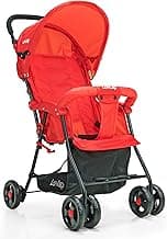 LuvLap Apollo Stroller with Multi-Position Recline, Lightweight, 3-Point Safety Harness, Rear Wheel Brakes, Swivel Front Wheels, Storage Basket, Weight Capacity 15Kgs, Red