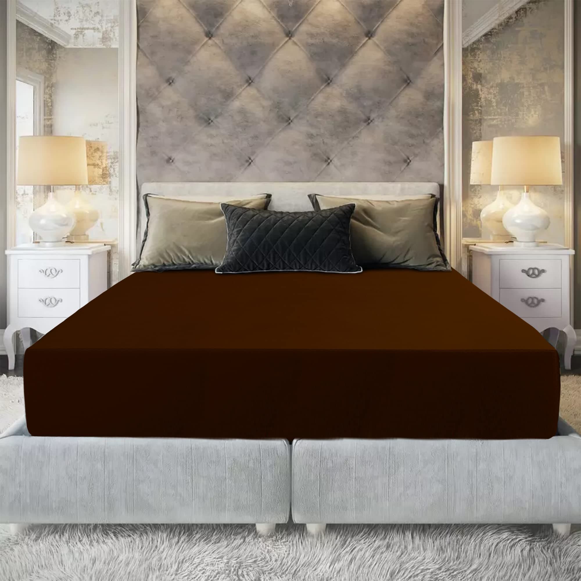Dream Care Divine Cotton Cottas Wonder Waterproof Mattress Protector 78x60 Inch for Queen Size Bed | Ultra Soft & Hypoallergenic Mattress Cover (Pack of 1_Coffee)