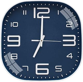 TEKCOOL Plastic Analogue Wall Clock 12" Silent Quartz Decorative Latest Wall Clock Non-Ticking Classic Clock Battery Operated Round Easy to Read for Room/Home/Kitchen/Bedroom/Office/School.Blue:-