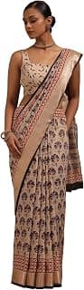 Soch Womens Beige Viscose Ethnic Motifs Saree