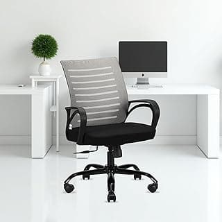 IAFA FURNITURE Diego Mid-Back Mesh Office Chair | 2 Year Warranty | Tilting & Height Adjustable Mechanism | Heavy-Duty Metal Base (Black) (DIY) (Grey)